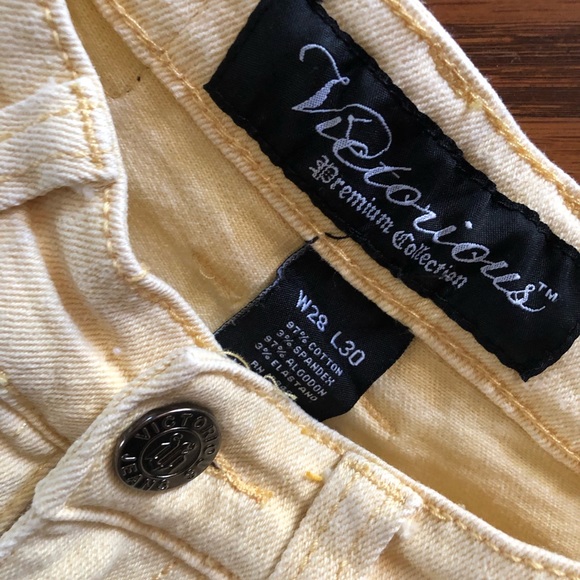 Victorious YELLOW Men's Skinny Fit Stretch Denim Jeans - Picture 7 of 7